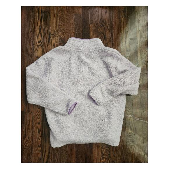 Victoria Secret PINK 1/4 Zip Sherpa Pullover Sweater Women's Sz L Lilac Fluffy - Picture 4 of 8